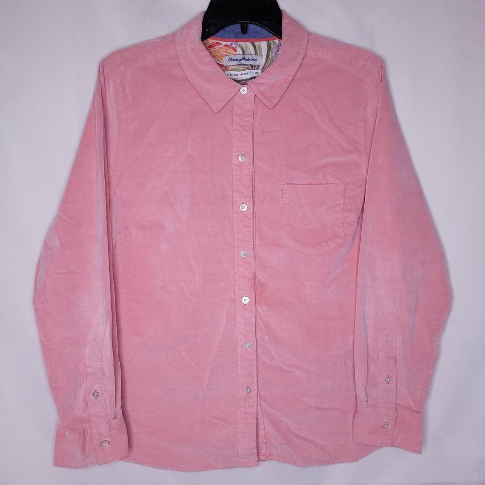Tommy Bahama Corduroy Shirt Womens Large Red